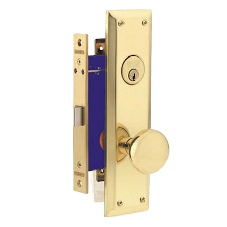 Marks Marks: METRO MORTISE KNOB LOCKSET HD - VESTIBULE - 1-1/16 X 7-5/8 - POLISHED BRASS - LEFT HAND MRK-91DW-3-LH